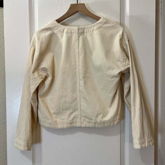 Madewell 100% Cotton Waffle-Knit Relaxed V-neck Cream Textured Top Women’s XS - Picture 5 of 8